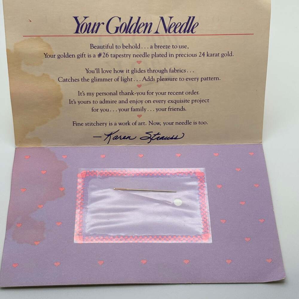 SOLD 24K Gold Plated #26 Tapestry Needle by Karen Strauss - Fine Stitchery SOLD